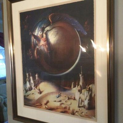 Gil Bruvel "The Invisible Voyage" signed lithograph # 61/195 w/ COA; image measures 23"h x 18"w, larger in frame