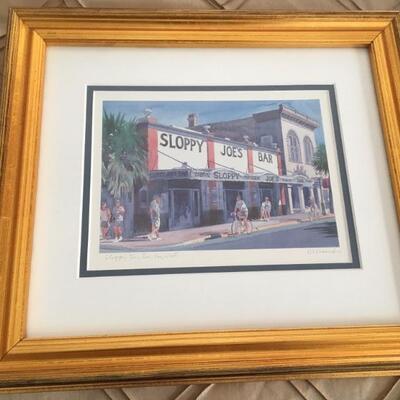 R.E. Kennedy "Sloppy Joe's Bar, Key West" small signed framed print