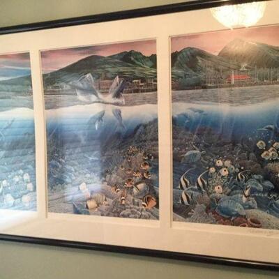 Robert Lyn Nelson "Lahaina Rhythm - Land Sea Triptych" signed 3-panel serigraph # 224/400 w/ COA,
measures 66"w X...
