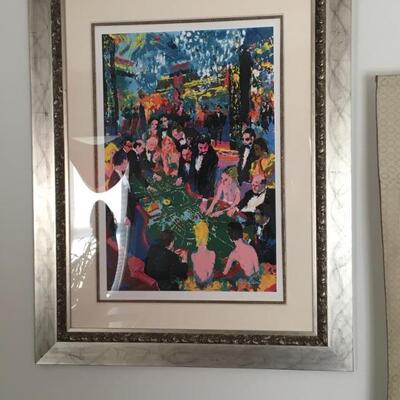 Leroy Nieman "Baccarat" signed serigraph w/ COA; image measures 28"h X 18"w, larger in frame