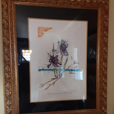 Salvador Dali "Iris of Dali's Youth" signed lithograph etching numbered EA w/ COA; measures 20"w X 28"h...