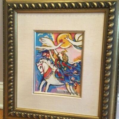 Zamy Steynovitz "Horseback Queen Capture" embellished signed serigraph # 45/150 w/ COA; measures 10 Â¼"h x 7 Â¾"w...