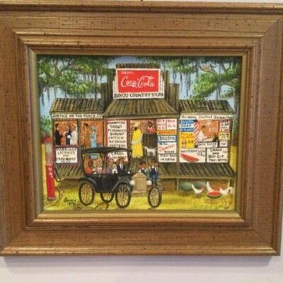 Almarie Pittman "Little Country Store" signed original painting, measures 10"w X 8"h
