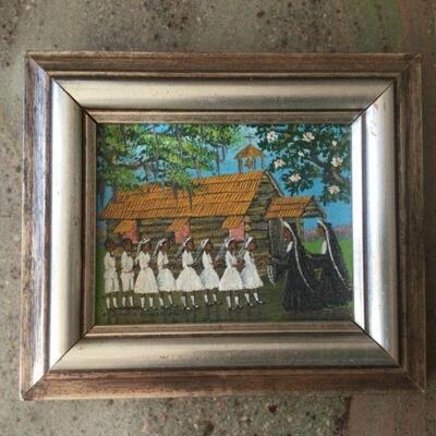 Almarie Pittman Little "First Communion" signed original painting; measures 5"w x 4"h
