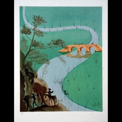 Salvador Dali "The Smugglers" signed lithograph # 115/125 w/ COA; measures 17"w X 21"h unframed,  35"w X...