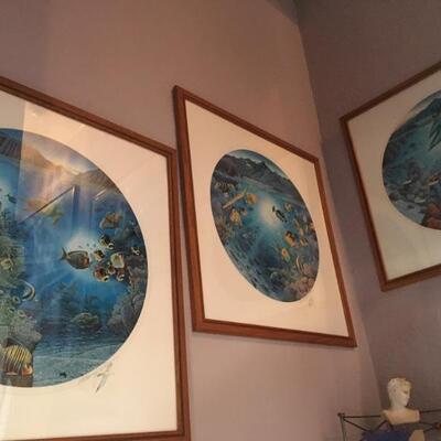 Robert Lyn Nelson "Bay Suite" - 4 individually framed works in series, depicting "Hanalei Bay", "Waipi'o...
