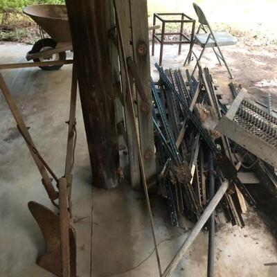 t posts and old plow 