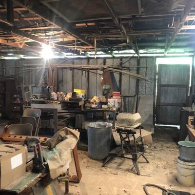 Building full of stuff! Tools. This building mostly wood working 