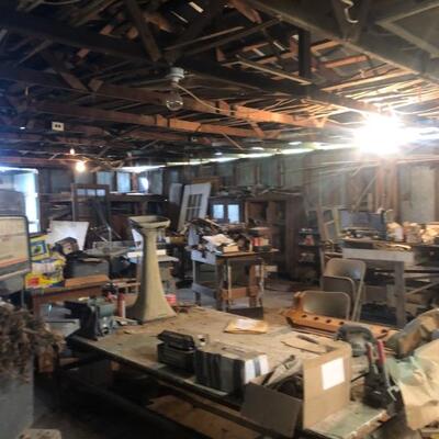 Building full of stuff! Tools. This building mostly wood working 
