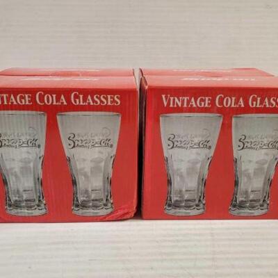 5604 â€¢ 8 Snap-On Vintage Cola Glasses in Original Boxes
