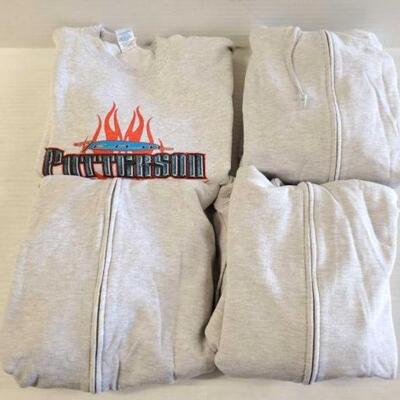 #5238 â€¢ 3 L Snap-On Full-Zip Hoodies and 1 M Snap-On Crewneck