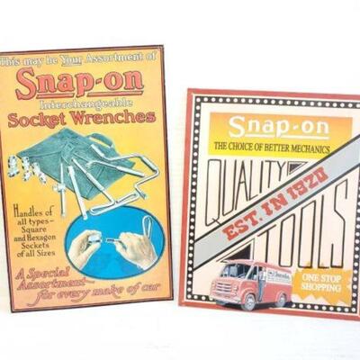 #5116 â€¢ 2 Vintage Snap-On Aluminum Signs