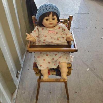#4018 â€¢ Vintage Doll with Highchair