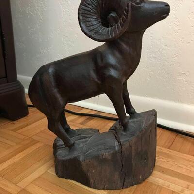 Ironwood Ram Sculpture SGRI Indian, Sonora, Mexico 15â€ tall, 12 wide