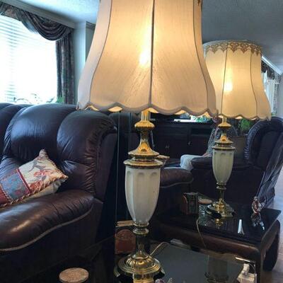Tall side table lamp pair