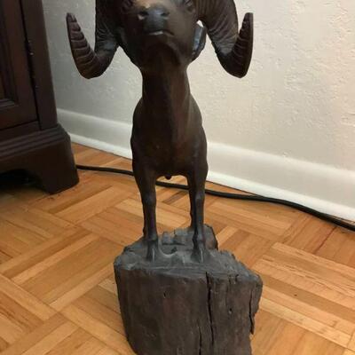 Ironwood Ram Sculpture SGRI Indian, Sonora, Mexico 15â€ tall, 12 wide