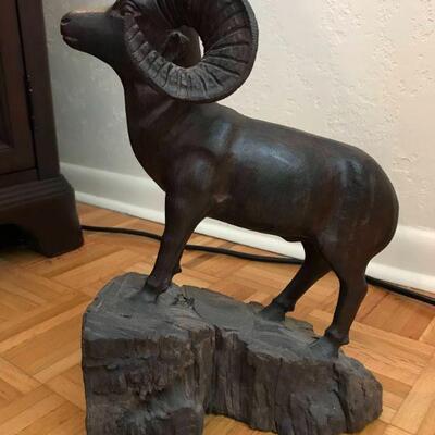 Ironwood Ram Sculpture SGRI Indian, Sonora, Mexico 15â€ tall, 12 wide