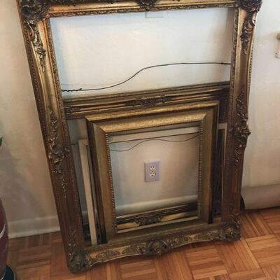 Three antique picture frames. Wooden with gold leaf, museum quality, antique, ornate, for oil painting
a.	45 x 32															
b.	32 x...