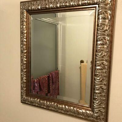 Ornate Wall Mirror Gilt Finish Frame Antique Gold measures 26 x 22â€.	