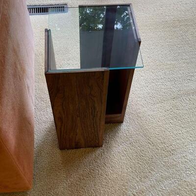 MCM walnut & glass end table
$135