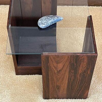 MCM walnut & glass end table
$125