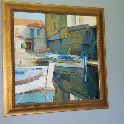 Venice painiting, boats, canal
