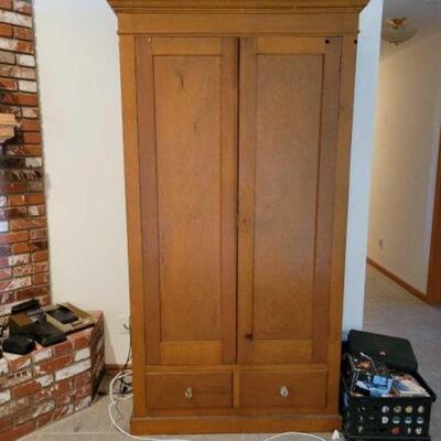 #1340 â€¢ Wooden TV Cabinet : Measures Approx 41"x20"x82". TV, Remotes, And DVD Players Not Included. 