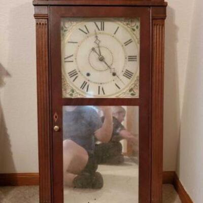 #1430 â€¢ Vintage Eli Terry Wall Clock:m Measures Approx: 17.5"Ã—4"Ã—34". 
