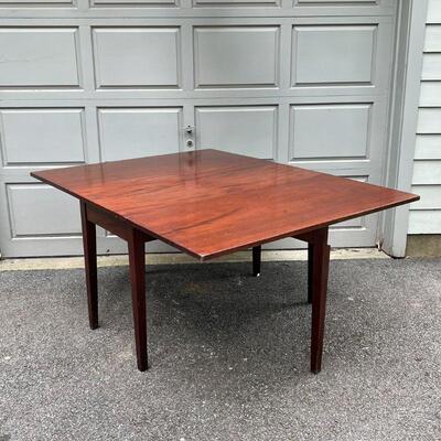 DROP LEAF TABLE | Richly colored and beautifully figured wood, h. 29 x 22 x 48 in., each leaf 21 in. [old repair at one corner]