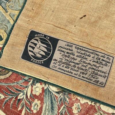 FRENCH TAPESTRY | Reproduction of a 16th century tapestry with mythological figures; h. 73 x 56 in.
