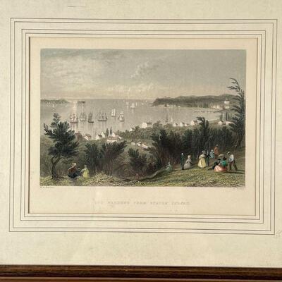 W.H.BARTLETT ENGRAVING | The Narrows from Staten Island"; overall h. 11 x 13 in. (framed)