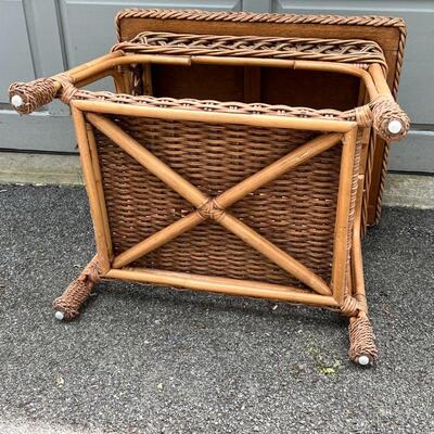 PALACEK WICKER TABLE | Side table with lower shelf; h. 23 x 27 x 21 in.