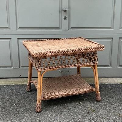 PALACEK WICKER TABLE | Side table with lower shelf; h. 23 x 27 x 21 in.