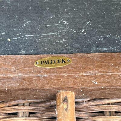 PALECEK WICKER ARM CHAIR | Appears in excellent condition, no cushion; h. 37 x 37 x 37 in.