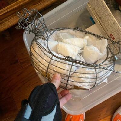 Egg basket with eggs wrapped up