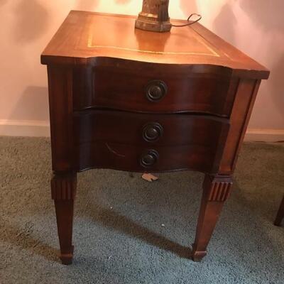 leather top end table with drawers $155
18 X 24 X 23 1/2"