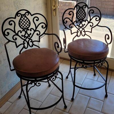 Pair of iron bar stools