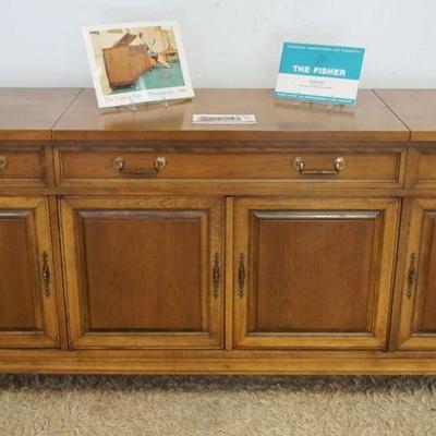 1025	MIDCENTURY MODERN FISNER CONSOLE STEREO *THE AMBASSADOR* W/ORIGINAL MID 60'S MANUALS & BROCHURES, SOLID STATE, SOLD AS IS,...