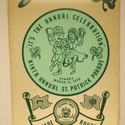 https://www.ebay.com/itm/115534091426	LAN3872 VINTAGE 1979 PAINTED PORCELAIN STEEL ST. PATRICK PARADE ROUTE SIGN
