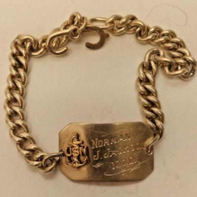 https://www.ebay.com/itm/125532291475	RAB3050 VINTAGE 8 1/2 INCH WW2 ERA USN STERLING SILVER ID BRACELET

