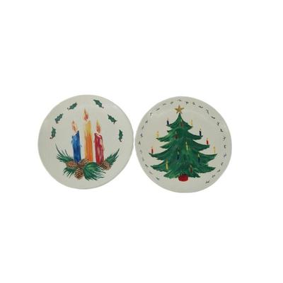 Hand-painted mid-century Christmas plates