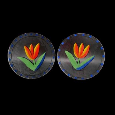 Hand-painted Swedish tulip plates