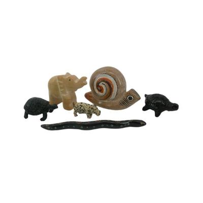 Lot of handmade stone and wooden figurines