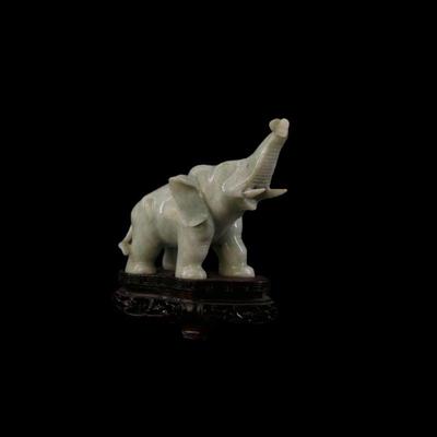 Celadon jade elephant figurine