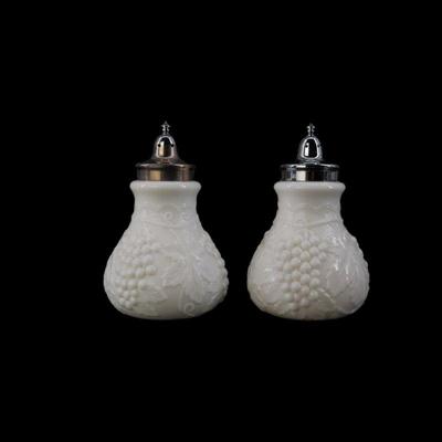 Vintage milk glass salt and pepper shakers