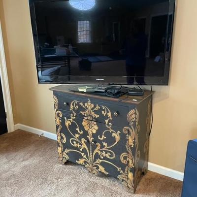 Black & Gold Damask Dresser/Cabinet Combo (2 available) 39" W x 16" D x 36" H