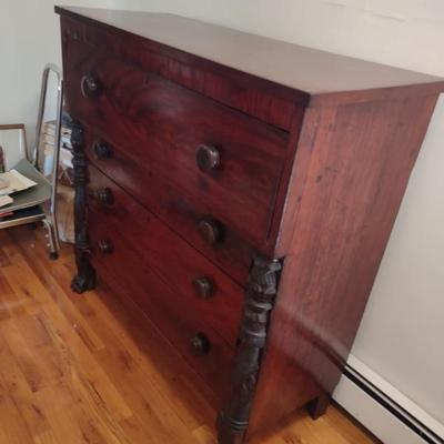 American Empire Mahagony Dresser circa 1840. Lions foot detail.
