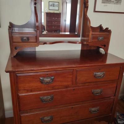Late Victorian dresser.41â€ W by20â€ D by 32â€ H. Mirror 32â€ H detachable.