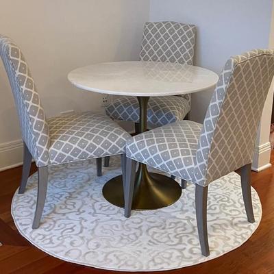 Marble top table 
Excellent Condition 
35.5 in diameter 
30 H
Base 20 W
 $375.00