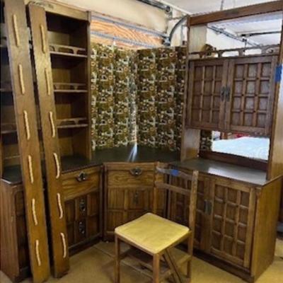 Vintage Harbor House, bedroom set, wall unit, single bed frame, with nautical rails convertible chair/step stool, bed platforms and desk...
